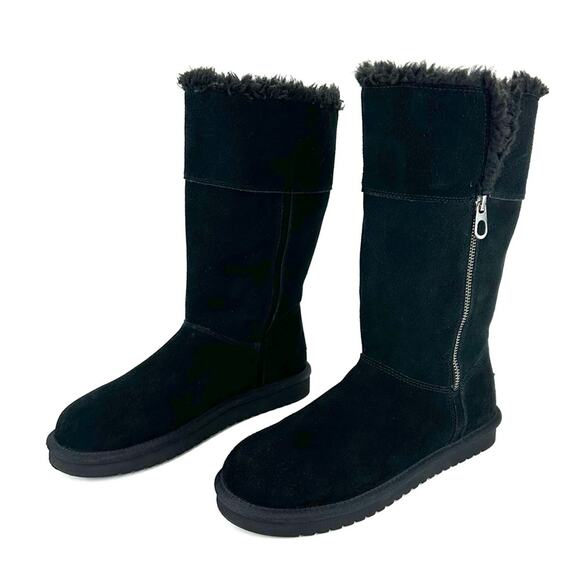 Koolaburra By Ugg Black Winter Boot Size 7 Suede Wool Lining Foldable Tall/Short - Picture 9 of 14